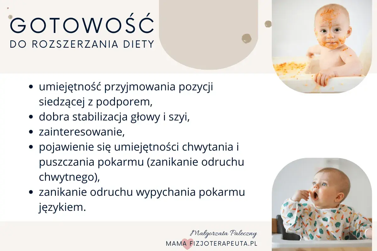 Kiedy rozszerzać dietę dziecka karmionego piersią? Obraz pokazuje niemowlęta gotowe na nowe smaki: siedzące, stabilne, zainteresowane jedzeniem.