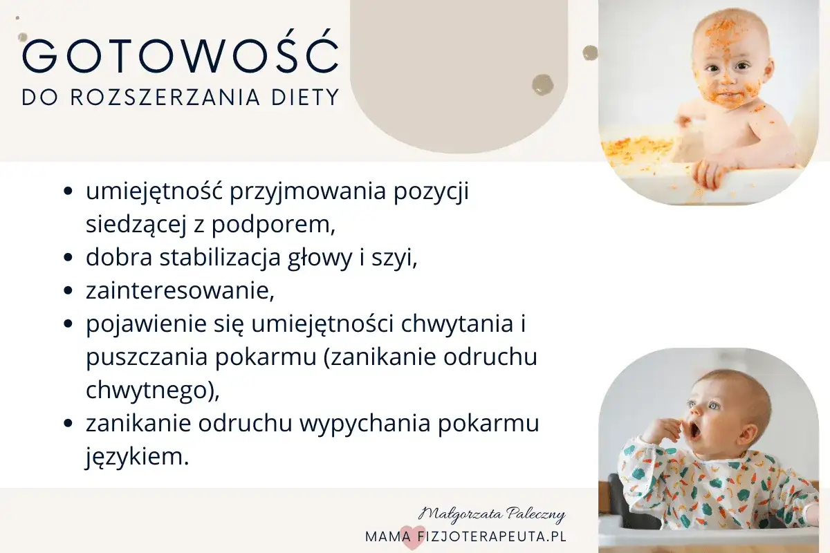 Kiedy rozszerzać dietę dziecka karmionego piersią? Obraz pokazuje niemowlęta gotowe na nowe smaki: siedzące, stabilne, zainteresowane jedzeniem.